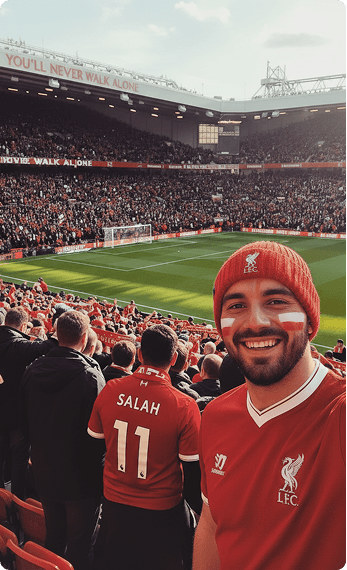 Happy fan at a football match