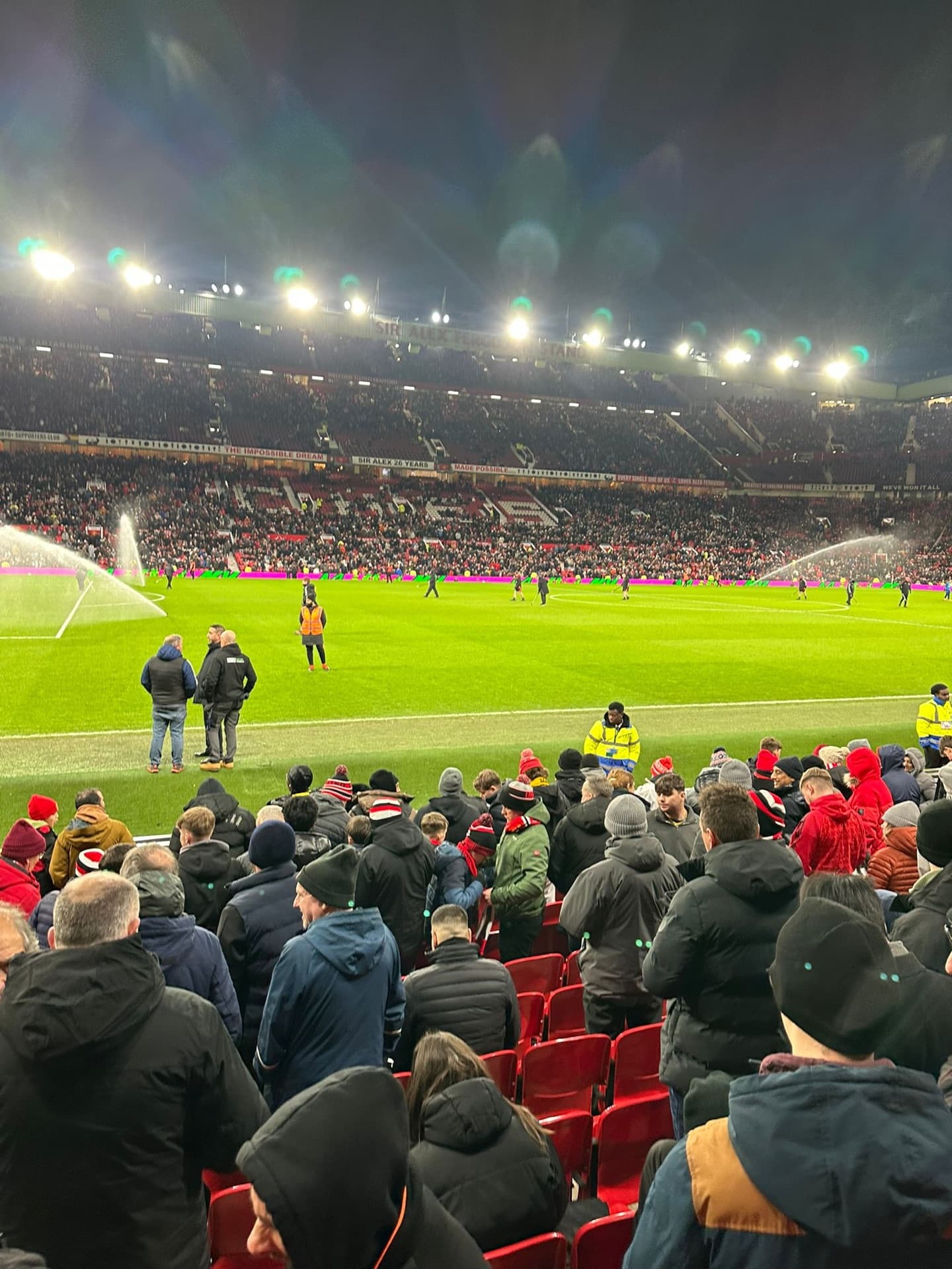 Supporters packed into the Stretford End at Old Trafford